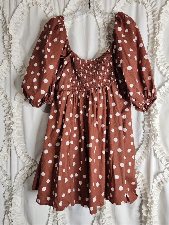 Abercrombie & Fitch Emerson brown & white Emerson polka dot mini dress Sz XL - Picture 4 of 6